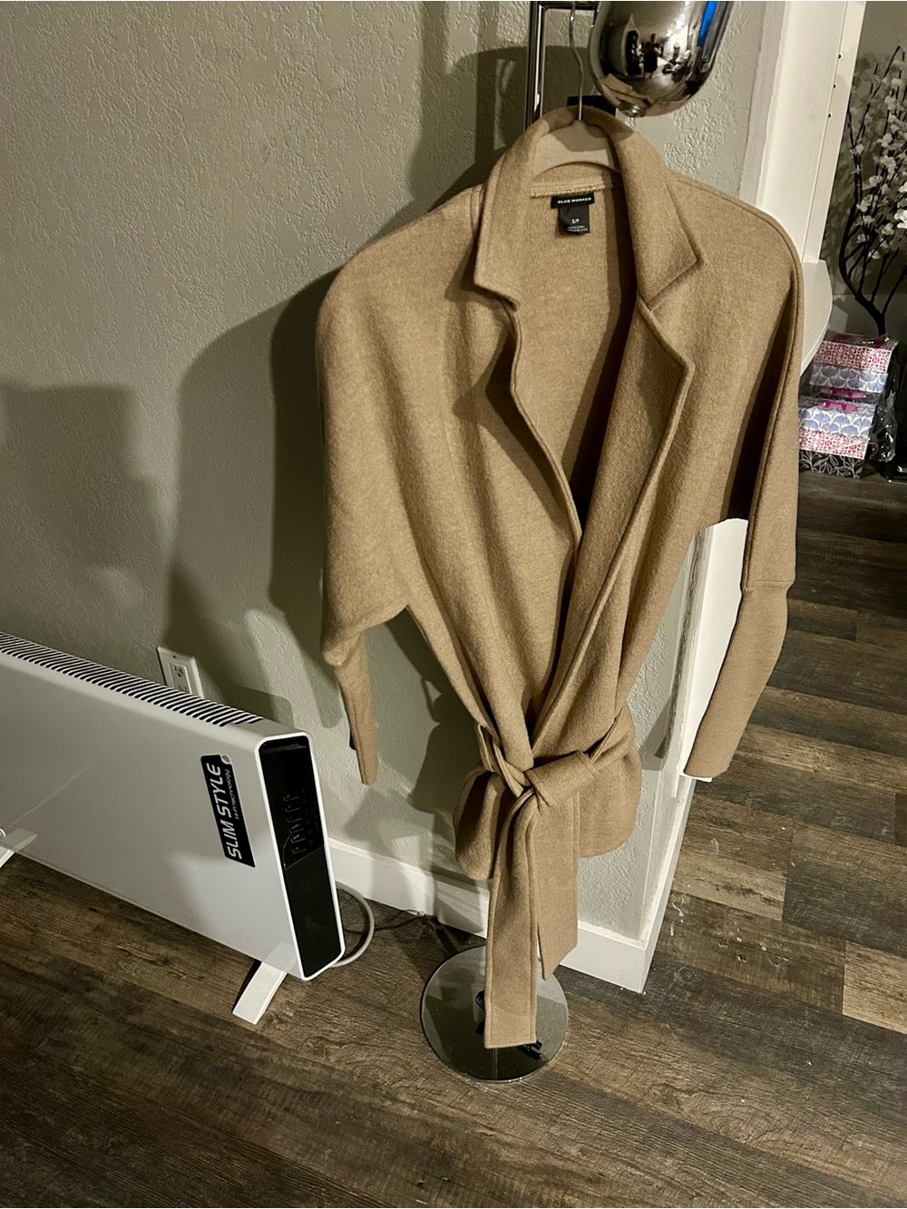 Club Monaco Camel Wrap Tie-Belt Wool Jacket
